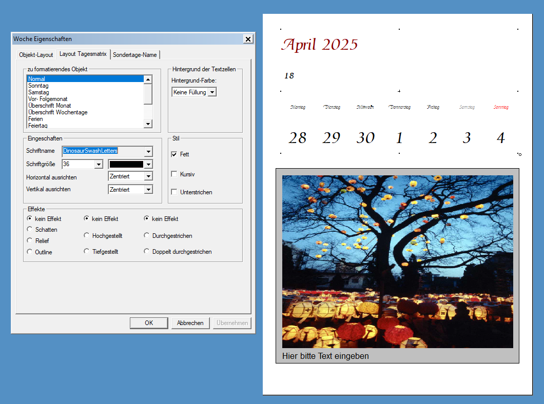 Wand-Fotokalender 2025