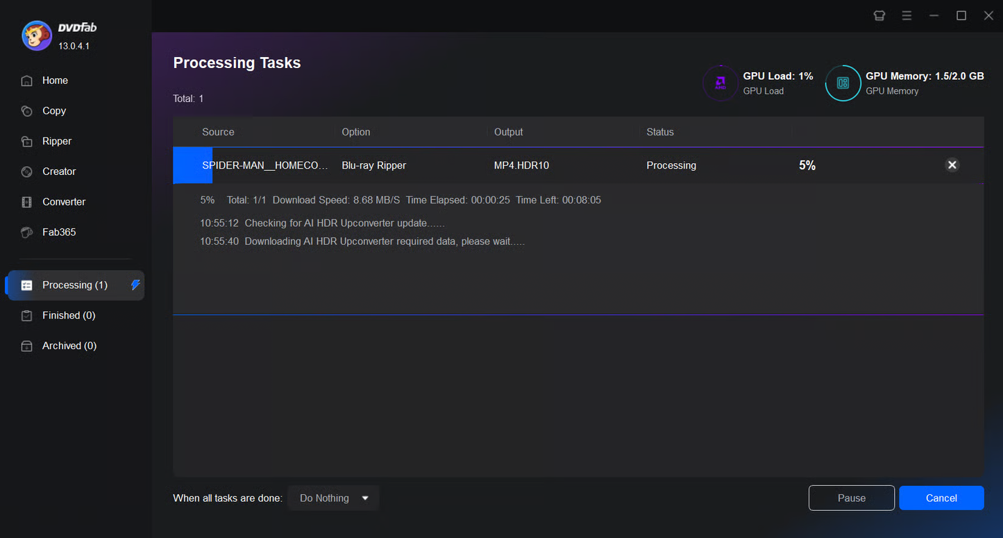 DVDFab AI HDR Upconverter